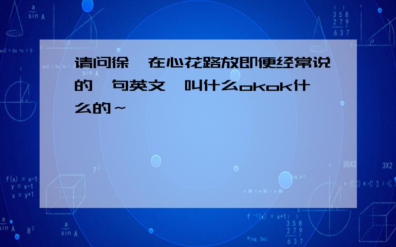 请问徐峥在心花路放即便经常说的一句英文,叫什么okok什么的～