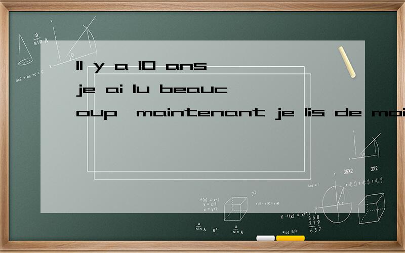 Il y a 10 ans,je ai lu beaucoup,maintenant je lis de moins en moins.Il y a 10 ans,je (ai lu) beaucoup,maintenant je lis de moins en moins.请问括号里(ai lu)为什么不用lirais呢?我十年前爱看书,是以前的常态呀,为什么用复合过