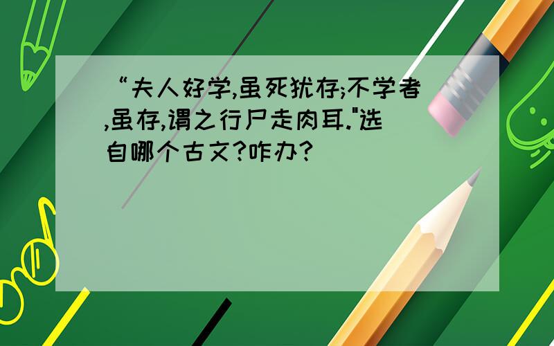 “夫人好学,虽死犹存;不学者,虽存,谓之行尸走肉耳.