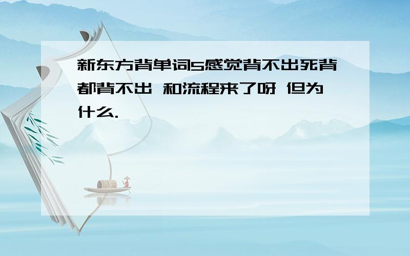 新东方背单词5感觉背不出死背都背不出 和流程来了呀 但为什么.