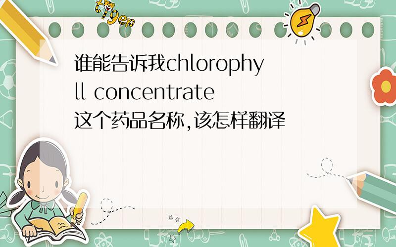 谁能告诉我chlorophyll concentrate这个药品名称,该怎样翻译