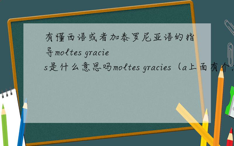 有懂西语或者加泰罗尼亚语的指导moltes gracies是什么意思吗moltes gracies（a上面有个点）应该是个加泰罗尼亚语词汇,不知道懂西语的同学知道不知道这个词什么意思,谢谢大家