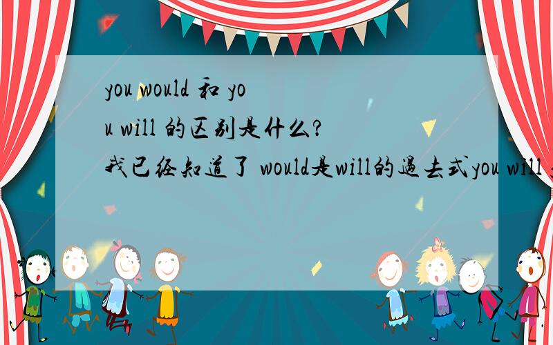 you would 和 you will 的区别是什么?我已经知道了 would是will的过去式you will find it you would find it有什么区别吗?