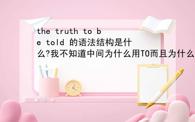 the truth to be told 的语法结构是什么?我不知道中间为什么用TO而且为什么用被动结构?