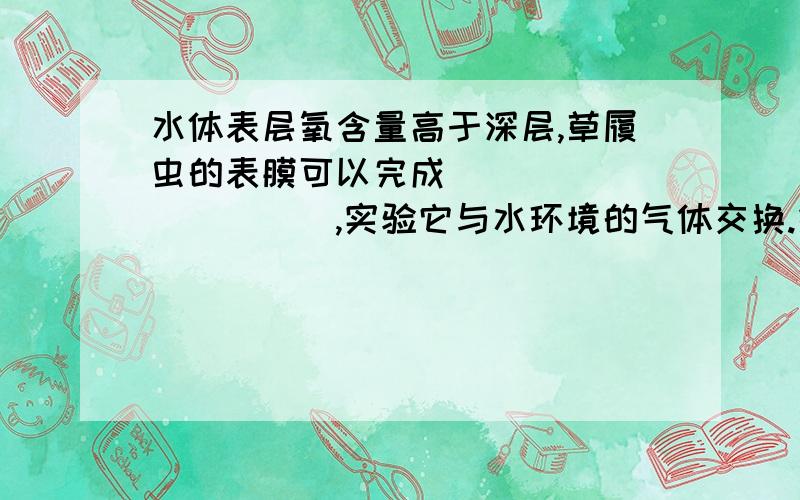 水体表层氧含量高于深层,草履虫的表膜可以完成___________,实验它与水环境的气体交换.结合观察到的现象,可做出假设：____________________ _____________________________ .