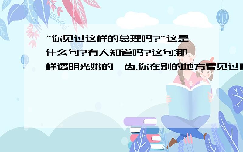 “你见过这样的总理吗?”这是什么句?有人知道吗?这句:那样透明光嫩的皓齿，你在别的地方看见过吗?这一句是疑问句。