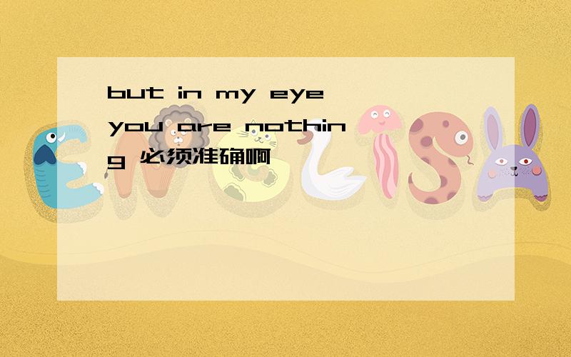 but in my eye you are nothing 必须准确啊