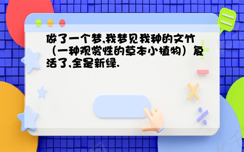 做了一个梦,我梦见我种的文竹（一种观赏性的草本小植物）复活了,全是新绿.