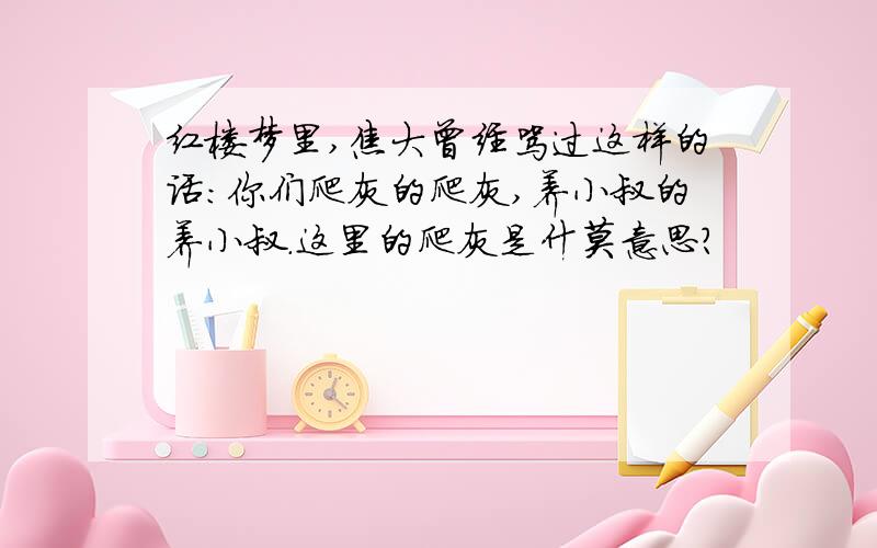 红楼梦里,焦大曾经骂过这样的话：你们爬灰的爬灰,养小叔的养小叔.这里的爬灰是什莫意思?