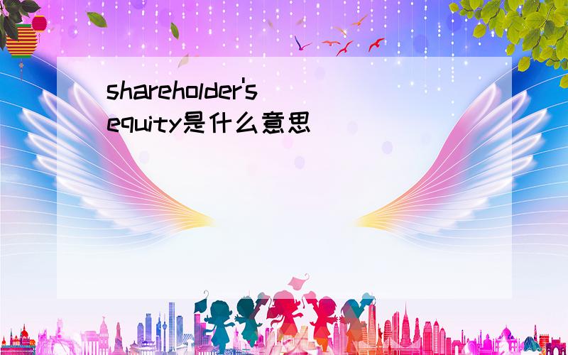 shareholder's equity是什么意思