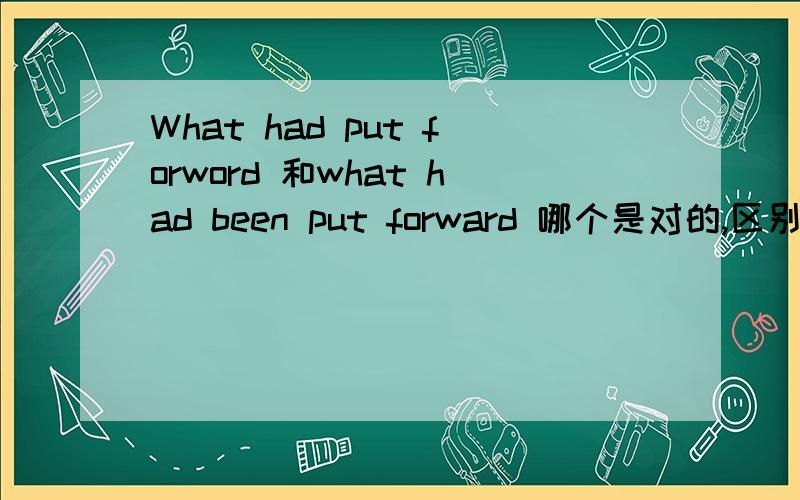 What had put forword 和what had been put forward 哪个是对的,区别在哪里