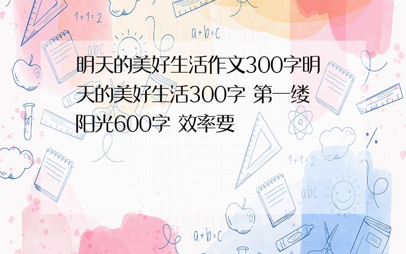 明天的美好生活作文300字明天的美好生活300字 第一缕阳光600字 效率要