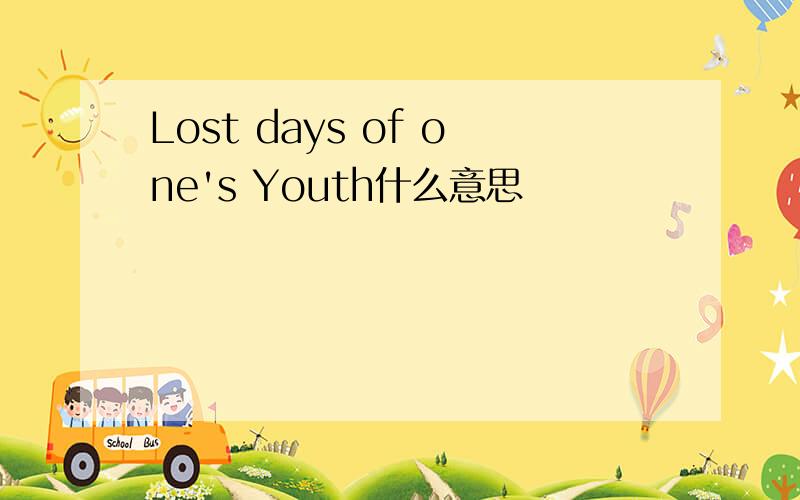 Lost days of one's Youth什么意思