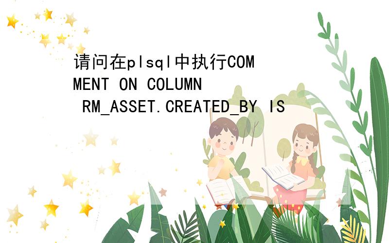 请问在plsql中执行COMMENT ON COLUMN RM_ASSET.CREATED_BY IS