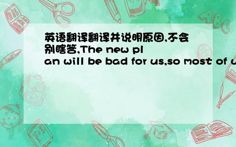 英语翻译翻译并说明原因,不会别瞎答,The new plan will be bad for us,so most of us (disagree) with this plan at themeeting.括号中是填原形还是ed形式?