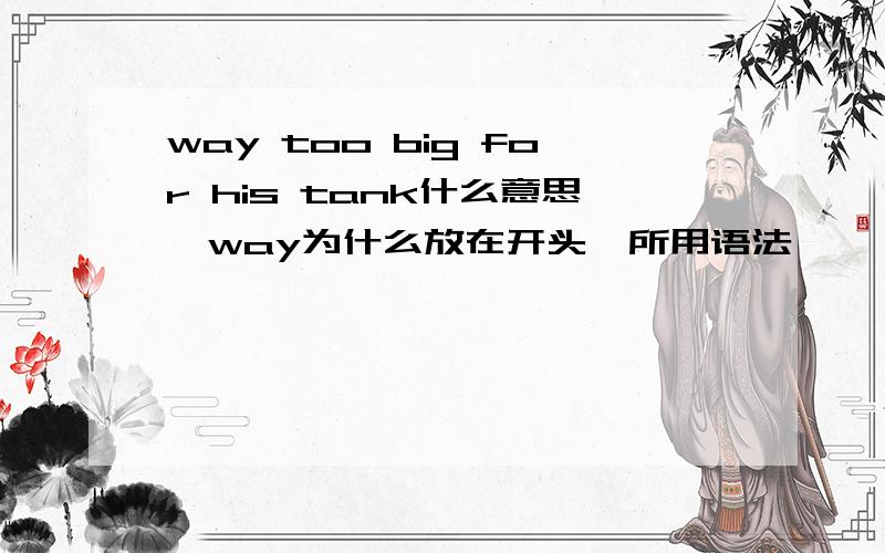 way too big for his tank什么意思,way为什么放在开头,所用语法