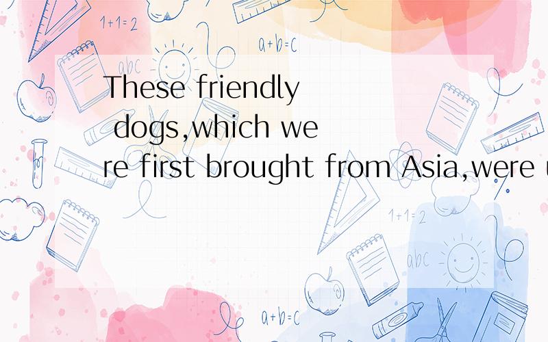 These friendly dogs,which were first brought from Asia,were used as watchdogs even in Roman times.这句话都用了哪些句型?