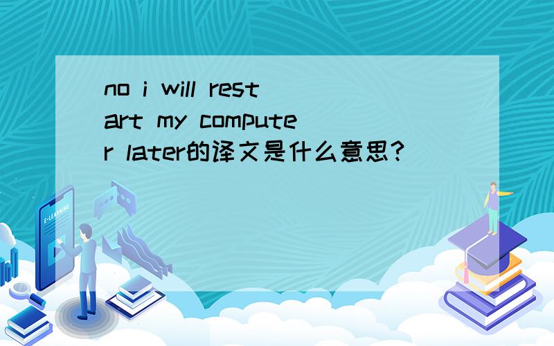 no i will restart my computer later的译文是什么意思?