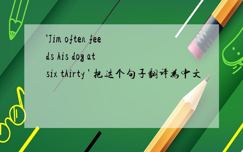 'Jim often feeds his dog at six thirty ' 把这个句子翻译为中文