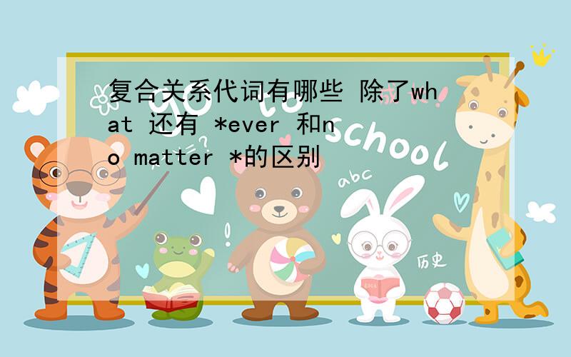 复合关系代词有哪些 除了what 还有 *ever 和no matter *的区别