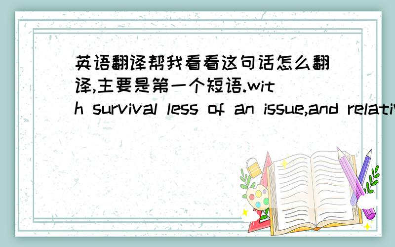 英语翻译帮我看看这句话怎么翻译,主要是第一个短语.with survival less of an issue,and relative performance more difficult to measure,bureaucratic inertia is likely a greater barrier to adopting successful innovations in the public