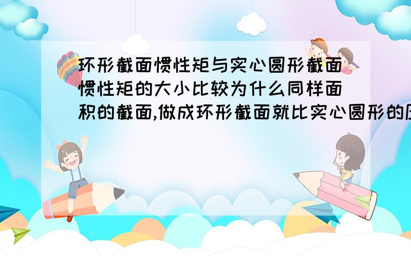 环形截面惯性矩与实心圆形截面惯性矩的大小比较为什么同样面积的截面,做成环形截面就比实心圆形的压杆不易失稳?同样面积,环形截面的惯性矩不是小于圆形截面的惯性矩吗?希望能得到一