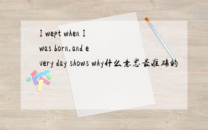 I wept when I was born,and every day shows why什么意思最准确的