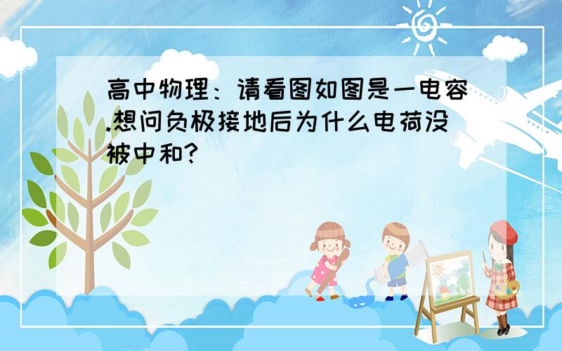 高中物理：请看图如图是一电容.想问负极接地后为什么电荷没被中和?