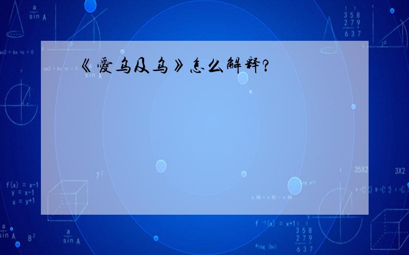 《爱乌及乌》怎么解释?