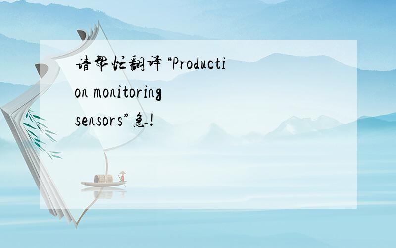 请帮忙翻译“Production monitoring sensors”急!