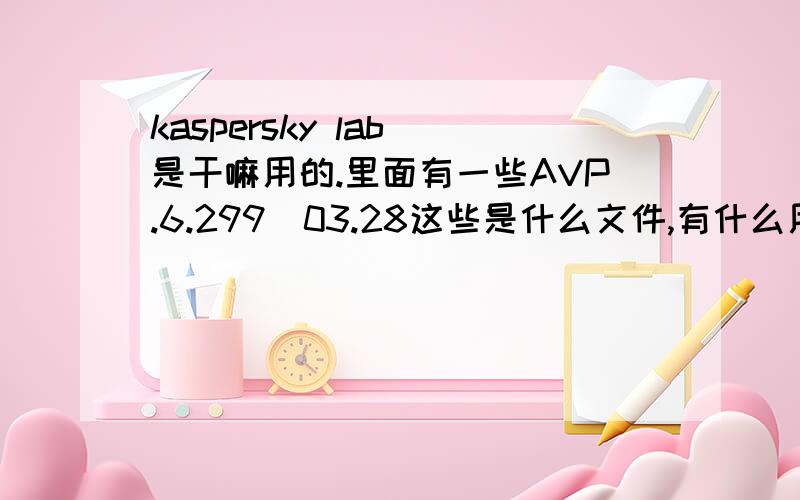 kaspersky lab 是干嘛用的.里面有一些AVP.6.299_03.28这些是什么文件,有什么用?