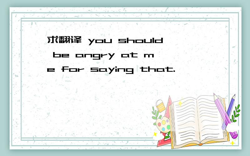 求翻译 you should be angry at me for saying that.