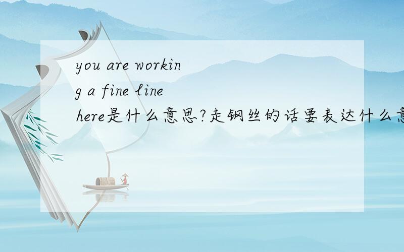 you are working a fine line here是什么意思?走钢丝的话要表达什么意思?