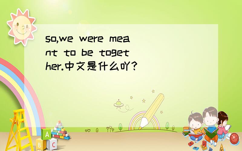 so,we were meant to be together.中文是什么吖?