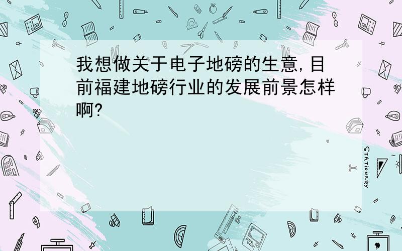 我想做关于电子地磅的生意,目前福建地磅行业的发展前景怎样啊?