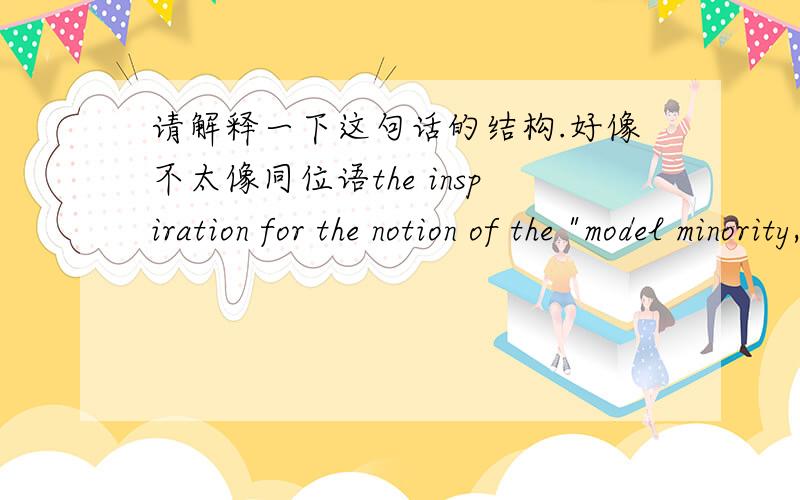 请解释一下这句话的结构.好像不太像同位语the inspiration for the notion of the 