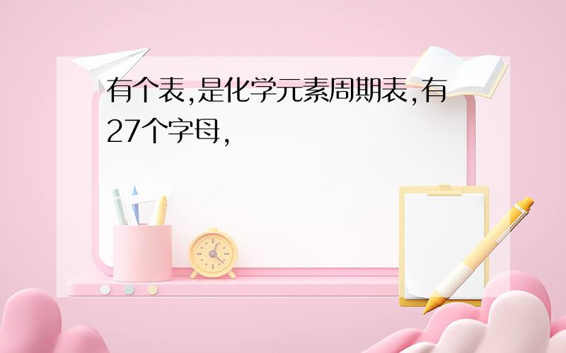 有个表,是化学元素周期表,有27个字母,