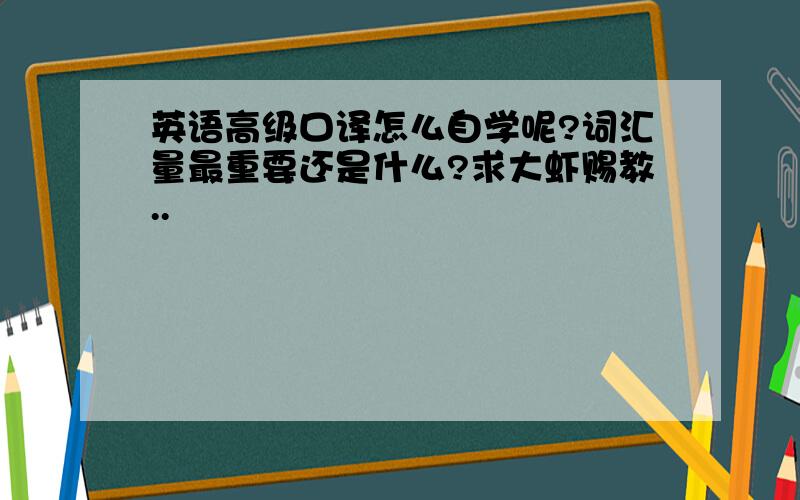 英语高级口译怎么自学呢?词汇量最重要还是什么?求大虾赐教..