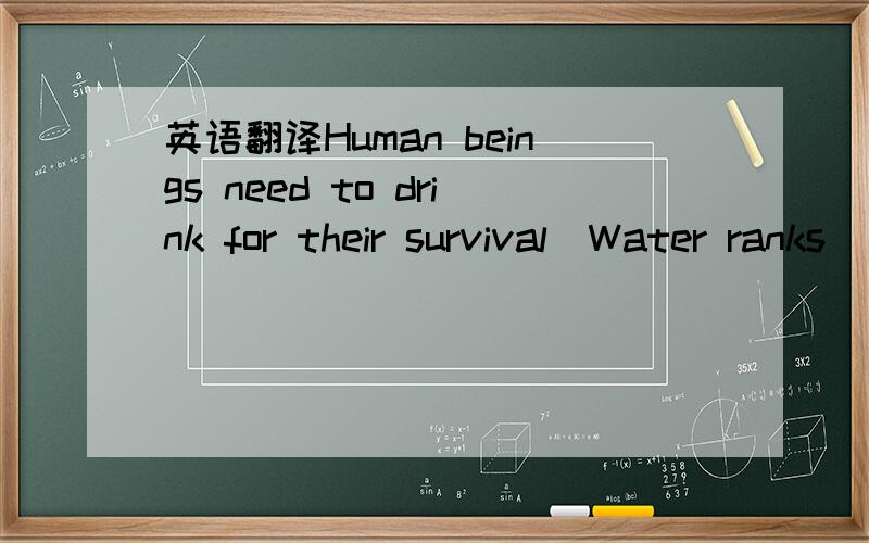 英语翻译Human beings need to drink for their survival．Water ranks __high__on the list of all-time safe fluids．But not all water is as safe as once __thought__．Recent tests of water fountains in several U．S．cities show that many fountain