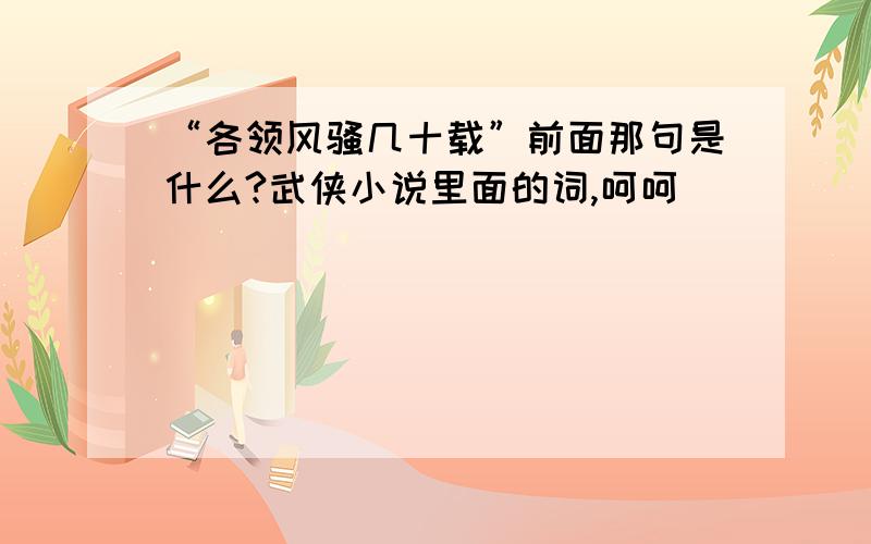 “各领风骚几十载”前面那句是什么?武侠小说里面的词,呵呵