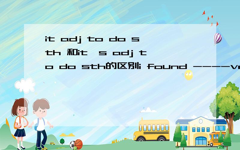 it adj to do sth 和it's adj to do sth的区别i found ----very easy to learn english well.a.that b.one c.it d.this a为什么不行,还有 这里为什么是it ＋adj 不是it’s 求详解,