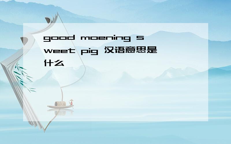 good moening sweet pig 汉语意思是什么