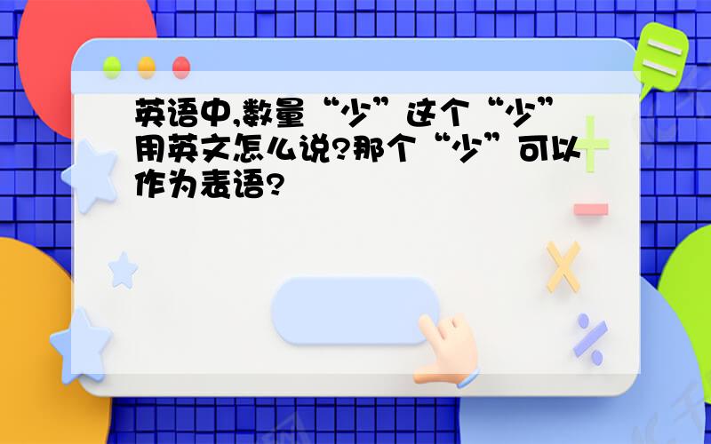 英语中,数量“少”这个“少”用英文怎么说?那个“少”可以作为表语?