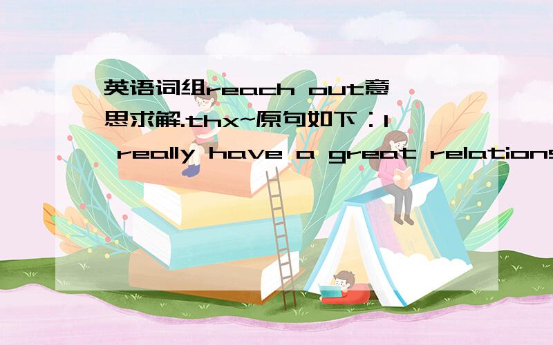 英语词组reach out意思求解.thx~原句如下：I really have a great relationship with a lot of people on Twitter so it's a fun way to request songs or you know,reach out.请问句中reach reach out有哪些意思?