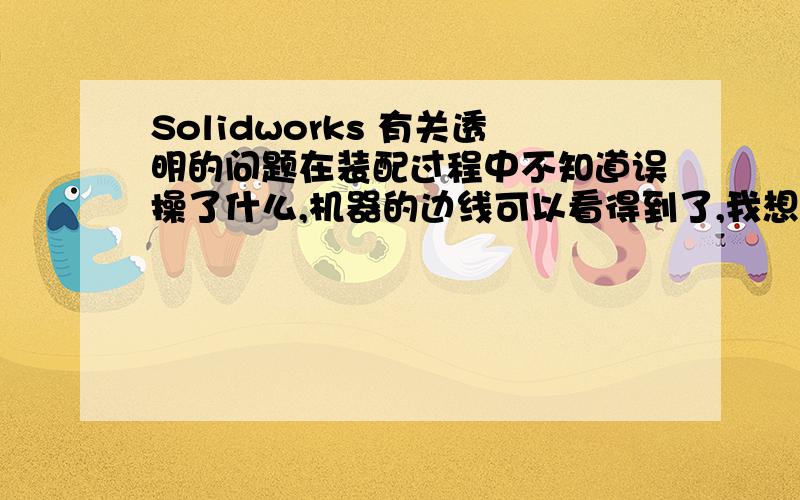 Solidworks 有关透明的问题在装配过程中不知道误操了什么,机器的边线可以看得到了,我想隐藏掉怎么做,把图1变成图2的样子.