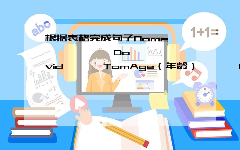 根据表格完成句子Name              David       TomAge（年龄）       12          12       Height（身高）    151         149 Weight（体重）    47          45Be good at(强项） running     running swimmingBe weak in(弱项） swimmi