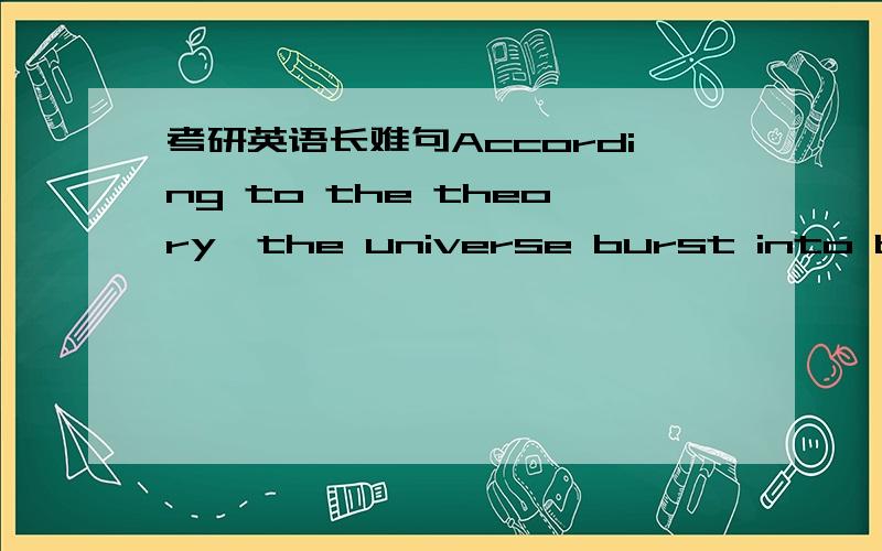 考研英语长难句According to the theory,the universe burst into being as a submicroscopic,According to the theory,the universe burst into being as a submicroscopic,unimaginably dense knot of pure energy that flew outwards in all directions,emitt