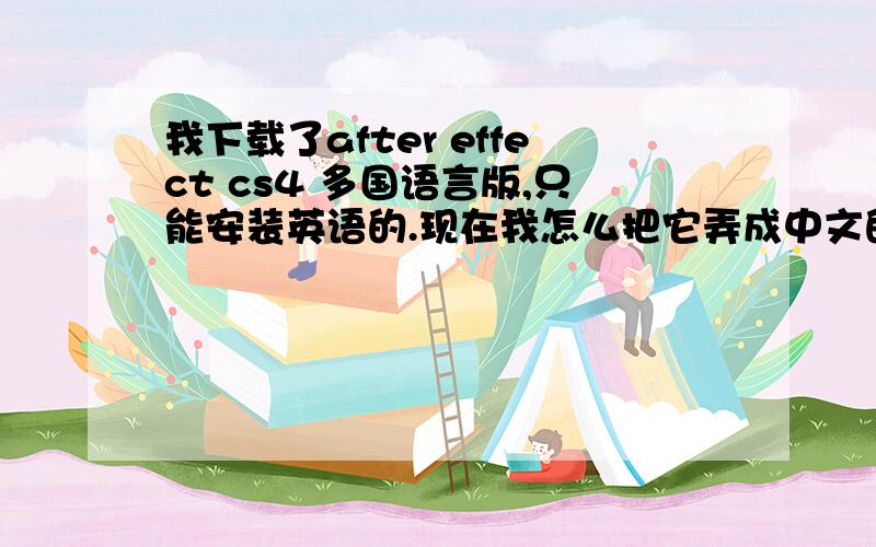 我下载了after effect cs4 多国语言版,只能安装英语的.现在我怎么把它弄成中文的?汉化补丁?