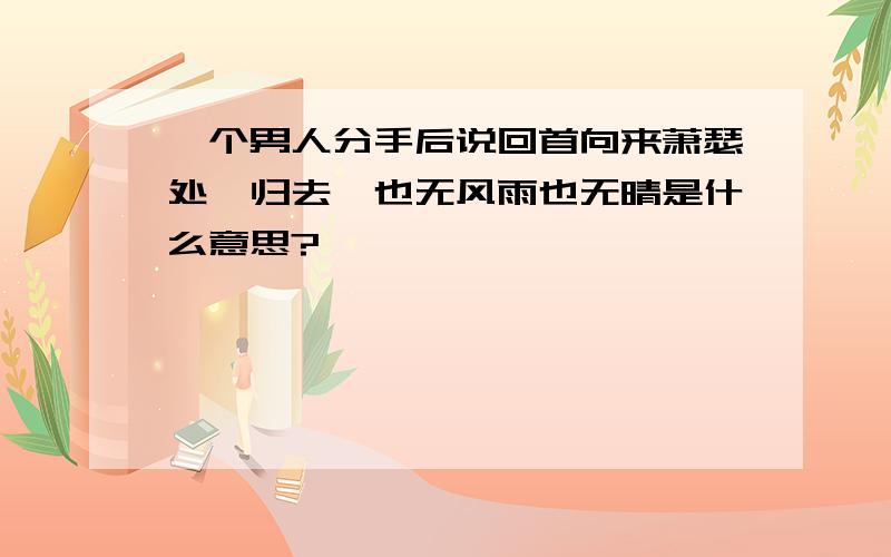 一个男人分手后说回首向来萧瑟处,归去,也无风雨也无晴是什么意思?