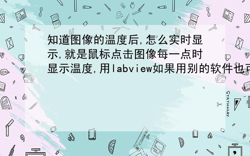 知道图像的温度后,怎么实时显示,就是鼠标点击图像每一点时显示温度,用labview如果用别的软件也可以，只要有算法就行的。